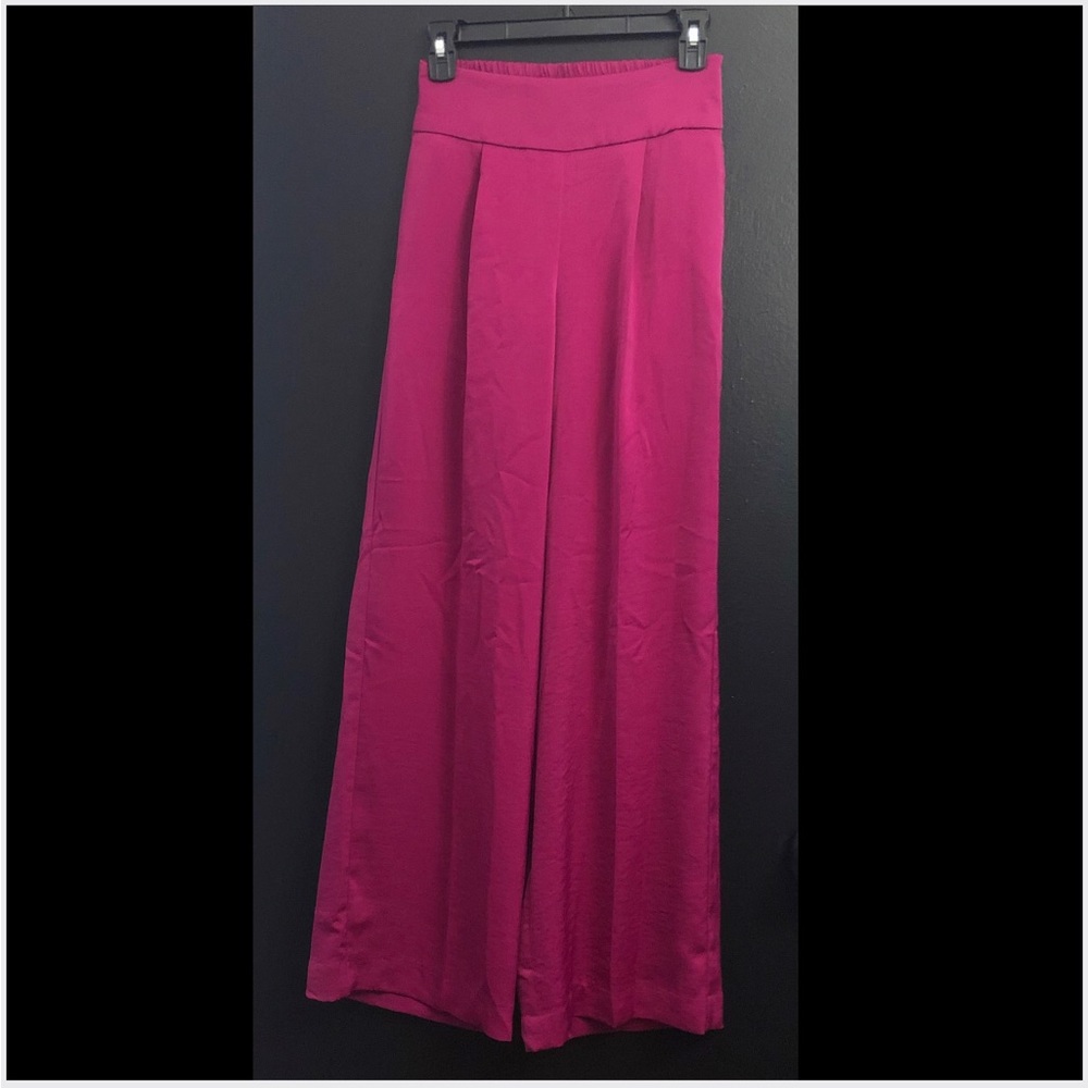 EXPRESS Berry Magenta High-Waist Wide-Leg Pants
